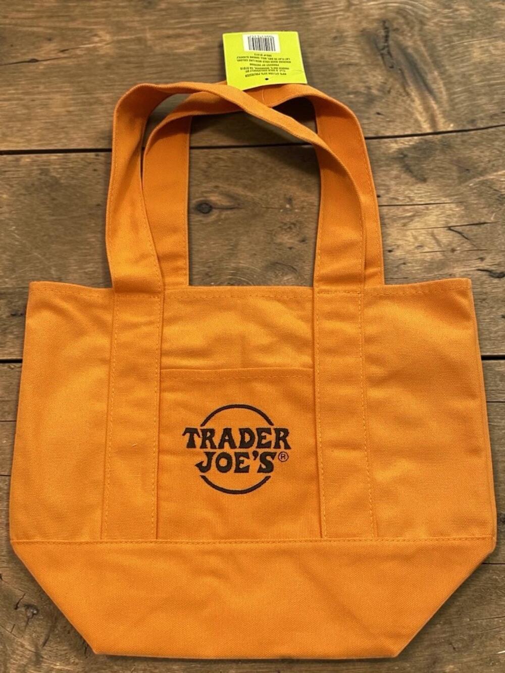 Trader Joe’s Halloween Mini Tote Orange Trick-or-Treat Canvas Bag Rare NWT